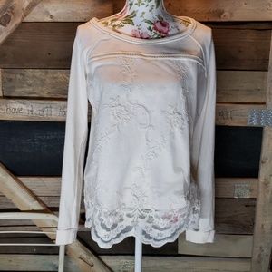 Off White sweatshirt with lace overlay